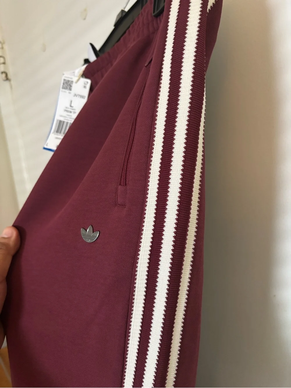 adidas Originals Track Pants Red/White Striped Straight Leg Men’s L JV7592